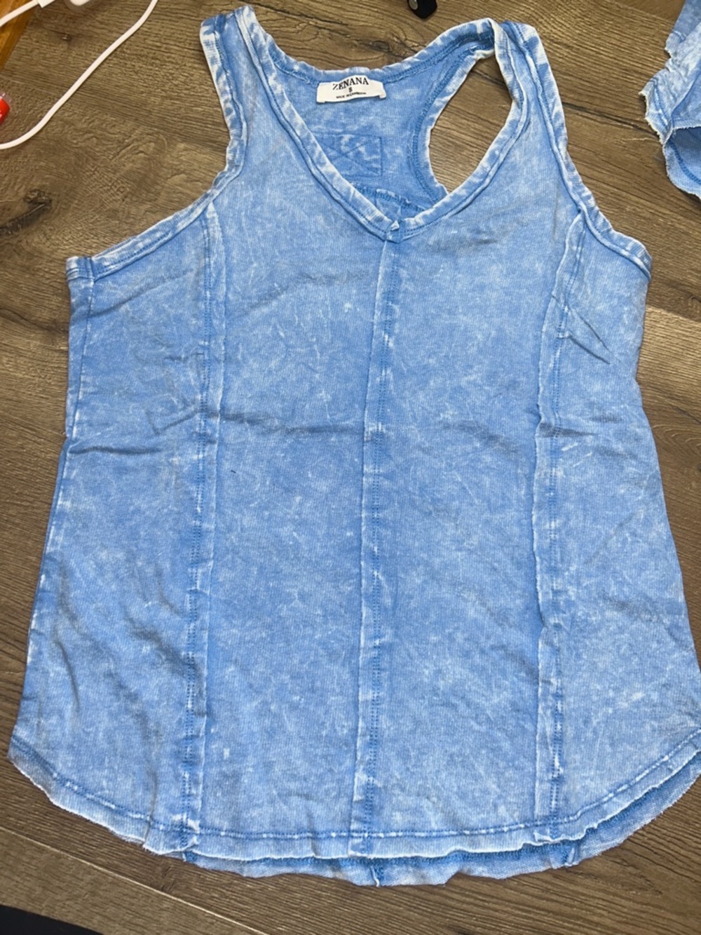 Zenana Blue Mineral Wash Tank Racerback Top